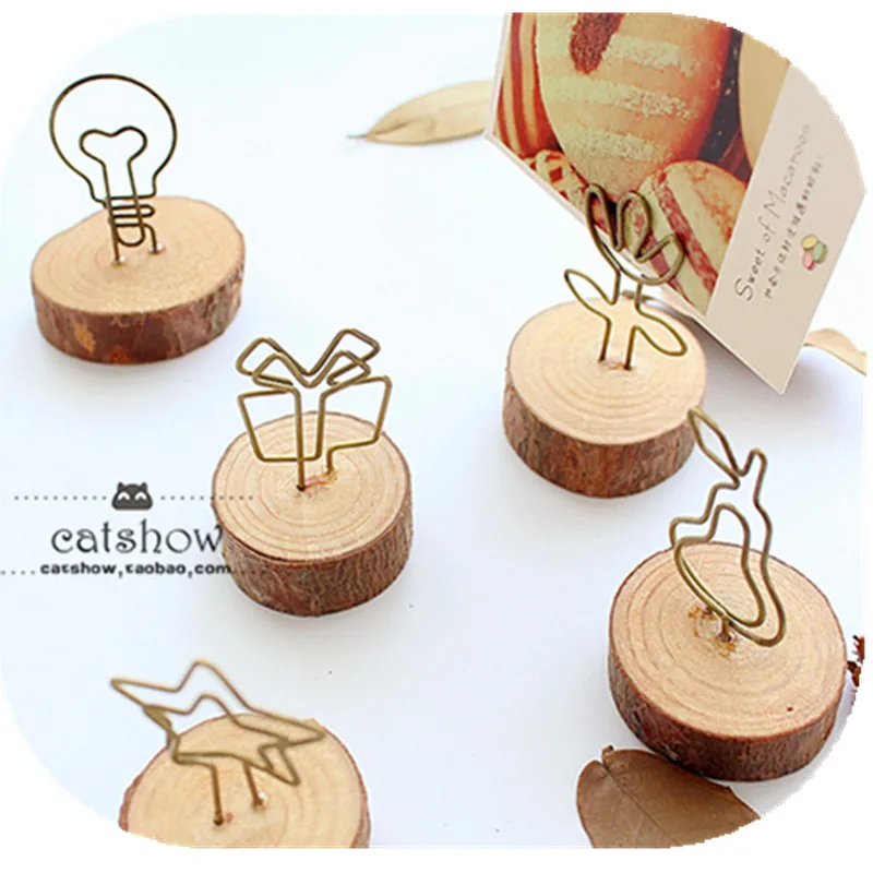 zakka retro photos show Creative Pastoral ornaments seat iron log message Clip Notes folder name card holder | Канцтовары для офиса