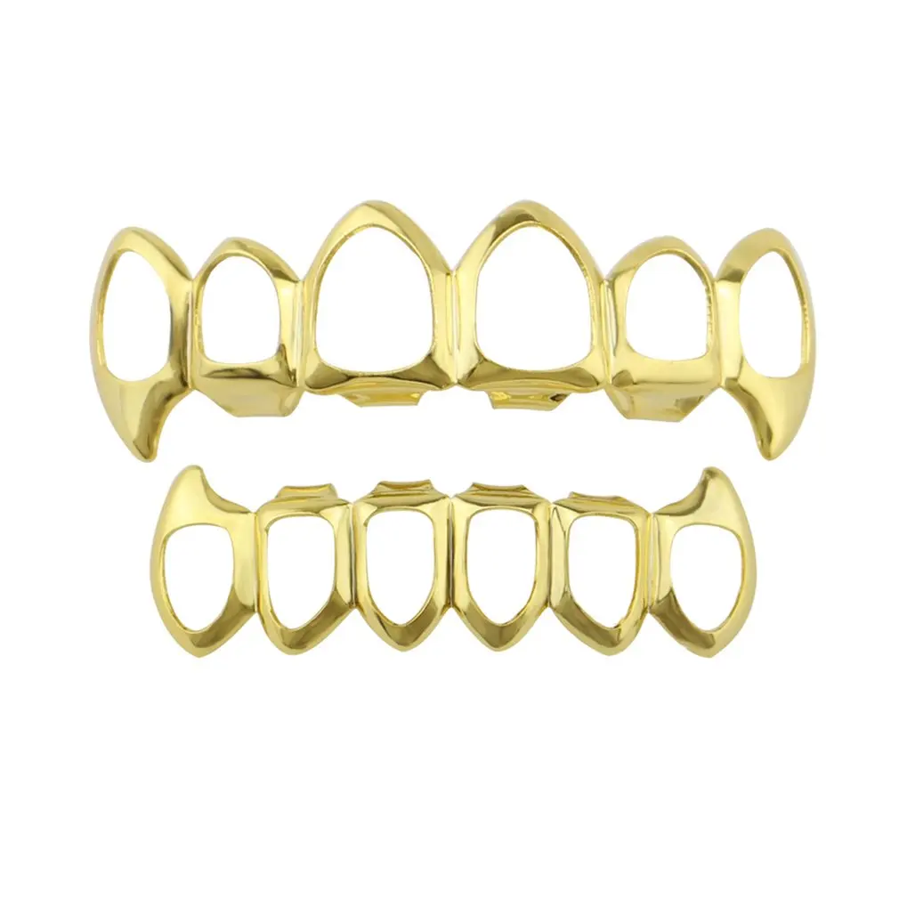 Новый хип хоп подтяжки Топ и низ металлические зубы Bling набор зубов