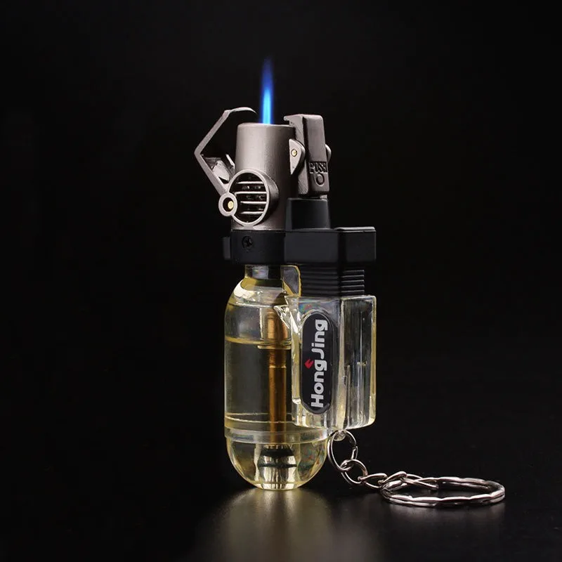 

Portable Metal Windproof Gas Lighter Small Spray Gun Welding Torch Kitchen Outdoor Camping Inflatable Lighter Band Key Ring