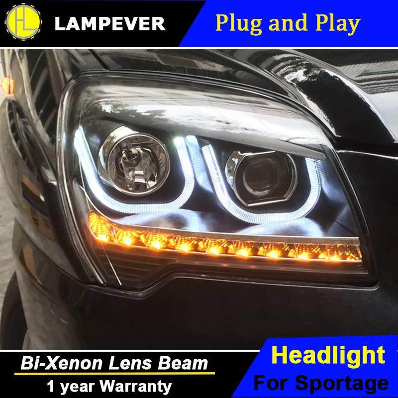 Lampever Стайлинг для Sportage фары 2007-2014 светодиодный задний фонарь DRL Bi Xenon объектив