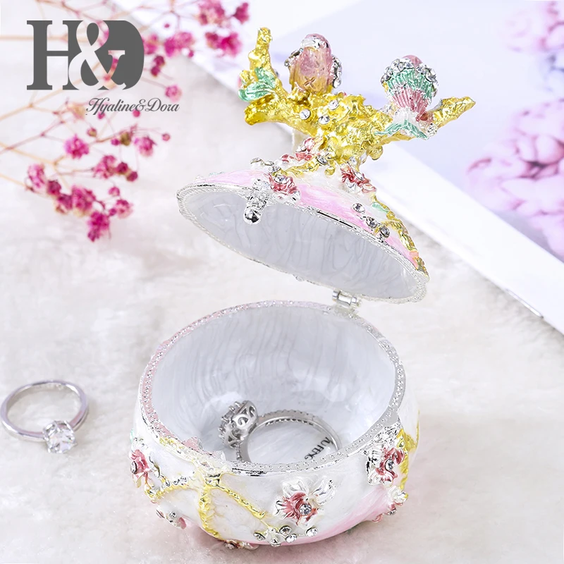 H & D ручная роспись винтажная любовь птица стиль Bejeweled эмалированные коробки
