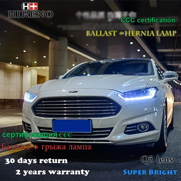 Hireno фары для 2013-2015 Ford Mondeo фар сборки LED DRL ангел объектив двойной луч ксеноновые 2