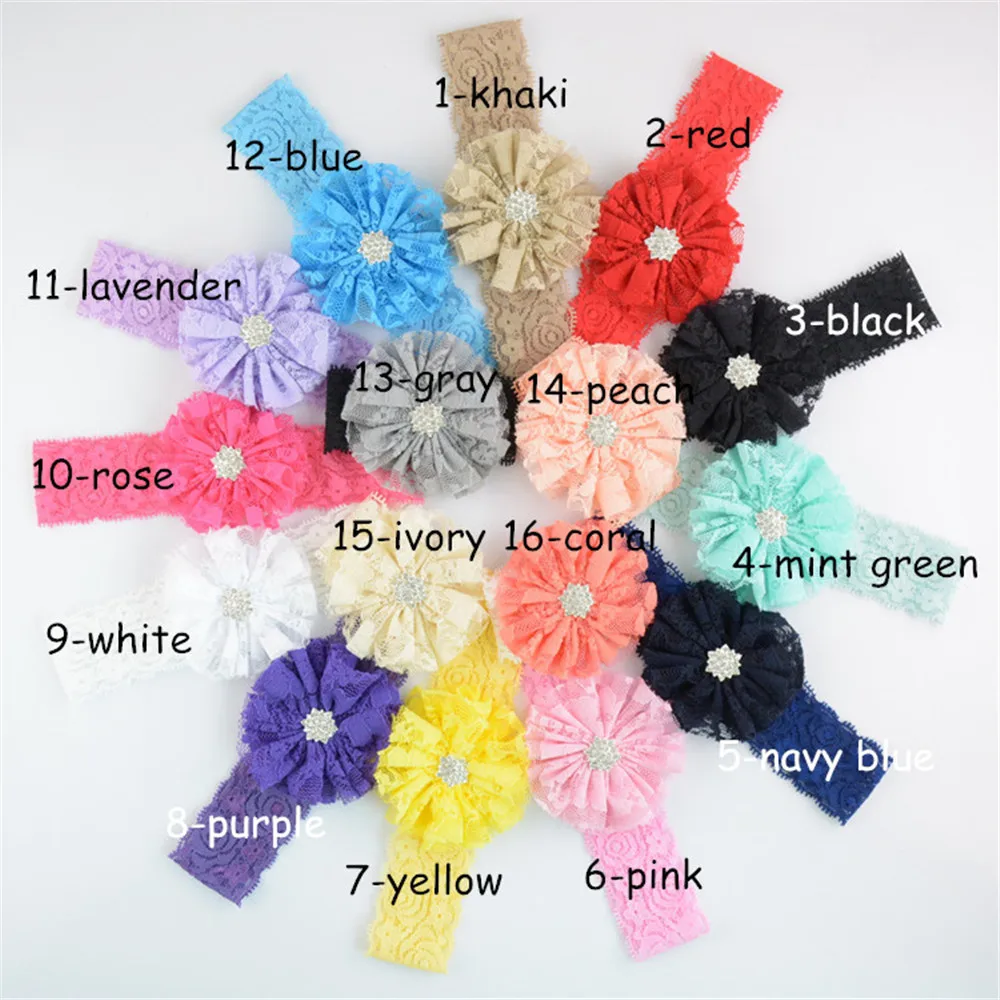 

10pcs /lot girl Stretcher Elastic Lace Headbands With 7CM Flowers Headbands Kids Headwear Hair Accessories