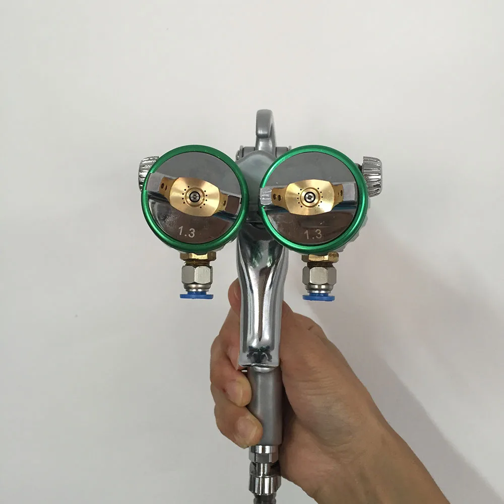Клеевой пистолет-распылитель SAT1189, пистолет высокого давления, краскопульт с двойным соплом, hvlp, серебристая зеркальная краска