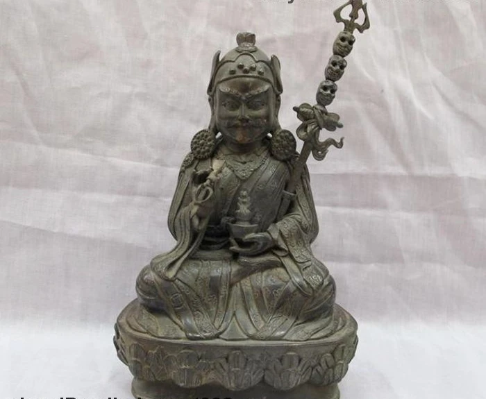 

Tibet Tibetan old Bronze Buddhism Padmasambhava Lotus master Buddha Statue