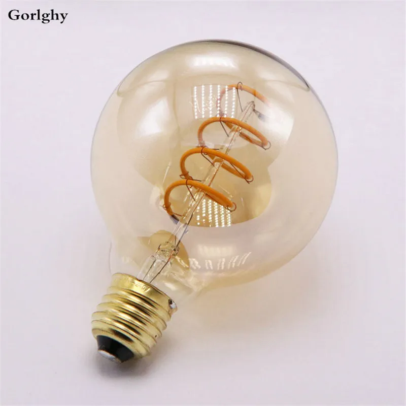 4 шт. светодиодные лампы накаливания G95 E27 6 Вт спиральсветильник Edison эквивалент