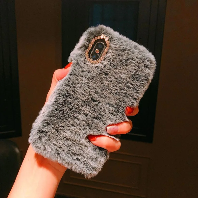 Gray Милая яркая Пышная юбка с мехом из кроличьей шерсти чехол для samsung galaxy J7 Neo J2 Core J3 J5 A5 A3 A7 S9 S8 A6 A8 плюс Note 9 - Цвет: Gray