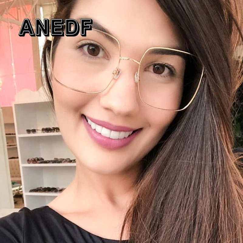 ANEDF модные квадратные большие рамки простые очки мужской и женский оптический