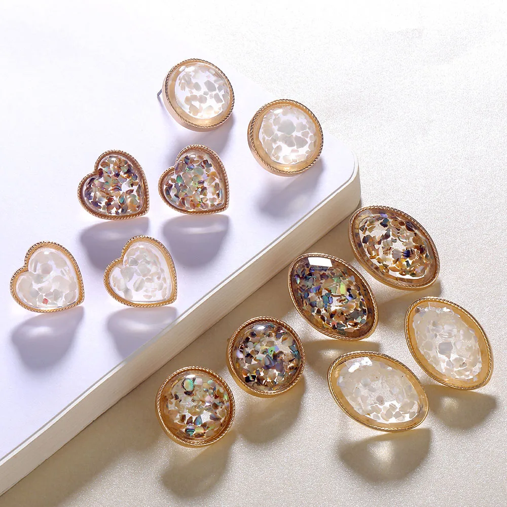 

IPARAM 2020 Fashion Korean Gold Women Earrings Round Heart Shaped Oval Earrings Geometric Jewelry Earrings