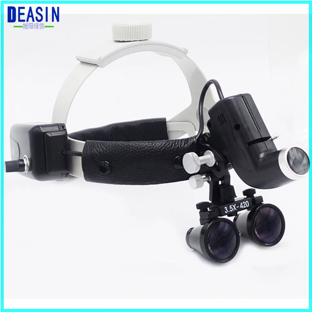High quality Dental Surgical Binocular 3.5 X 420mm Medical Magnifier All in Ones operation lamp surgical LED Headlight black