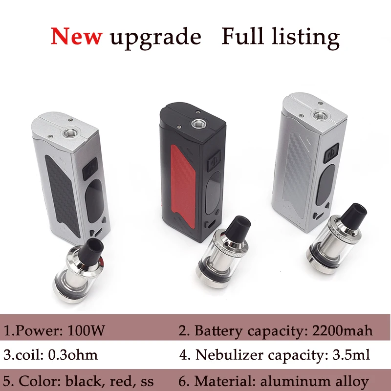 SUB TWO Orignal 100 Вт Vape Box Mod Kit 2200 мАч испаритель дым электронная сигарета Vaper Pen огромный