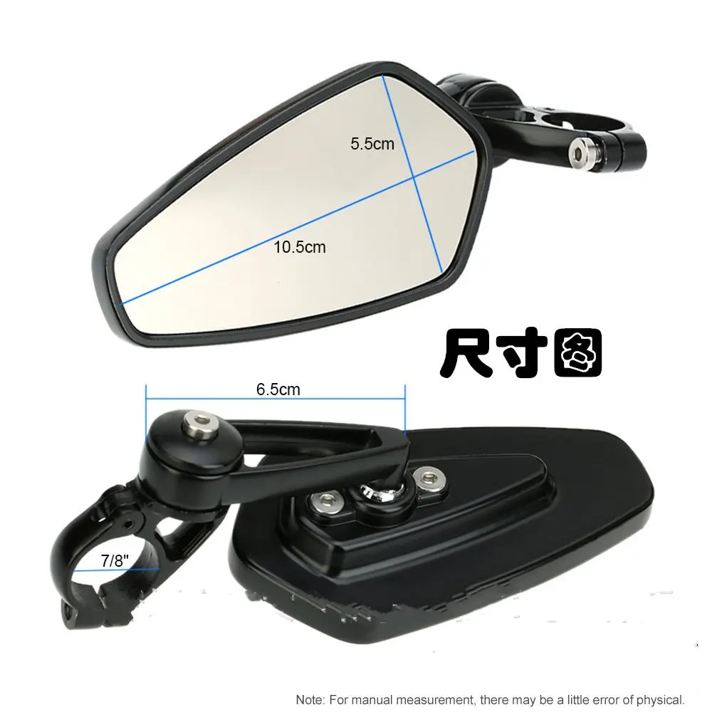 2pcs 7/8&quot 22MM Pentagon Universal Motorcycle Black Round Handle Bar End Rearview Side Rear View Mirror | Автомобили и