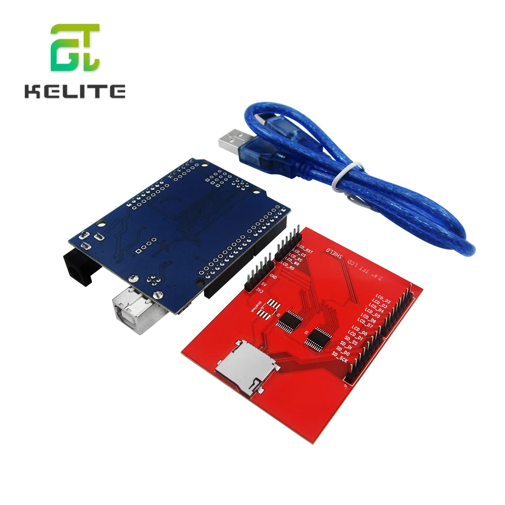 

1pcs UNO R3 MEGA328P + 1pcs 2.4 Inch TFT Touch LCD Screen Module