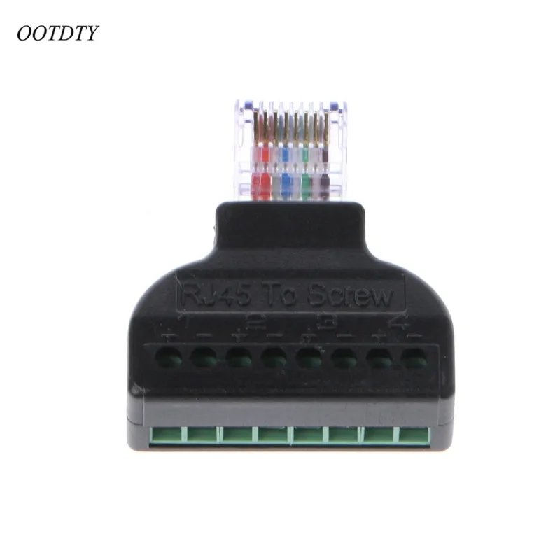 OOTDTY RJ45 Ethernet папа до 8 Pin AV Терминал винтовой адаптер Блок преобразователя