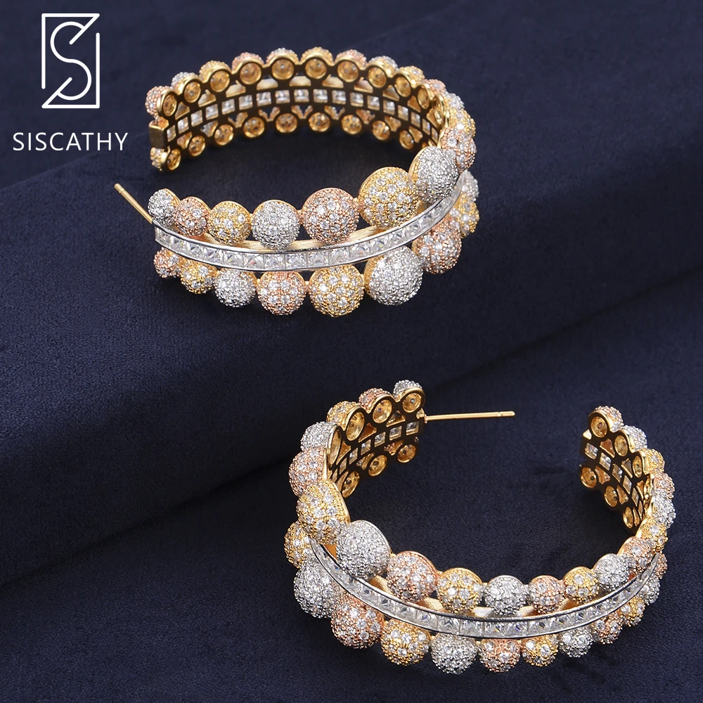 Женские серьги кольца SISCATHY роскошные в форме пузырьков из Кубического циркония