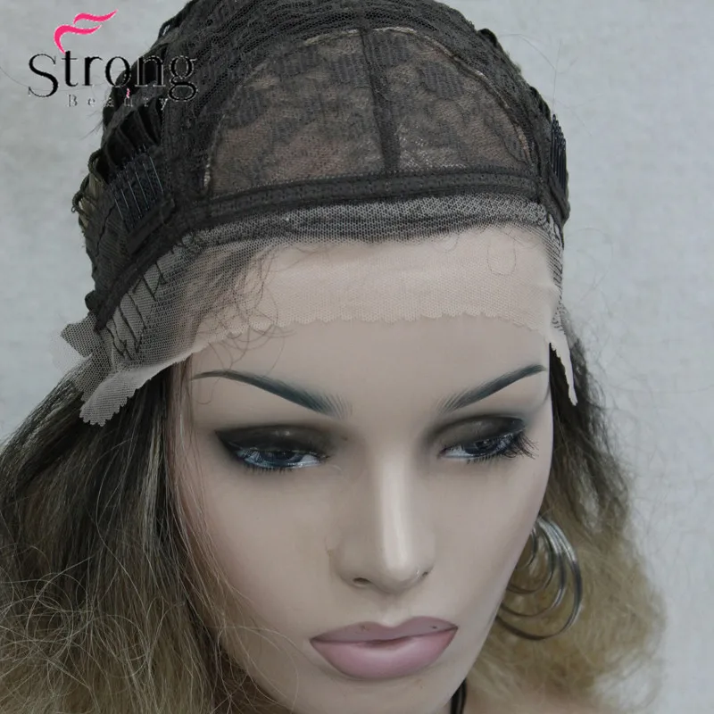 StrongBeauty длинный термостойкий парик блонд омбре с волнистыми кружевами спереди|wig