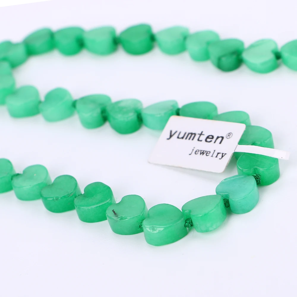 Yumten Green Chalcedony Necklace Power Stone Love Heart Crystal Women Jewelry Chain Csgo Collana Bijuteria Anime Wholesale 5 PCS | Украшения