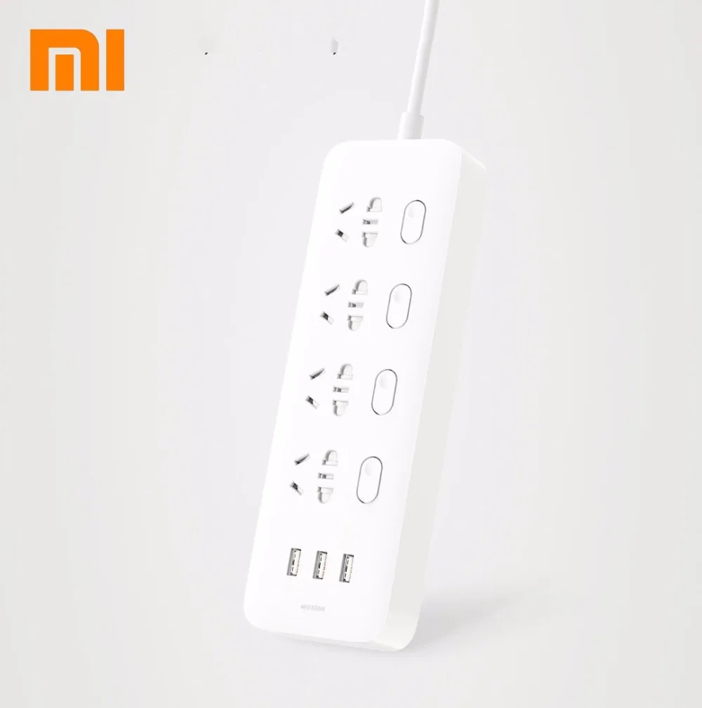 

Оригинальный удлинитель для розеток Xiaomi Mijia, 4 розетки с 4 индивидуальными переключателями, 5 В/2,1 А, 3USB-порта, удлинительные розетки, зарядное ...