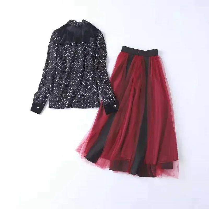 Женский костюм с юбкой в горошек Дизайнерский Костюм высшего класса из блузки