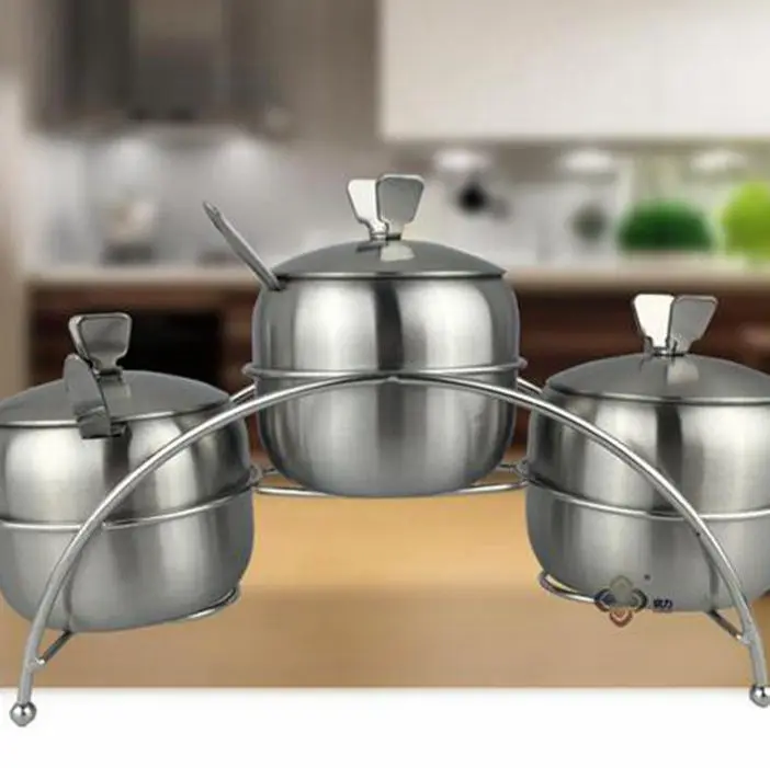 

Контейнер для хранения специй 7 шт./компл. кухонные канистры форма яблока Organizador нержавеющая сталь соль сахарница баночки ложки.