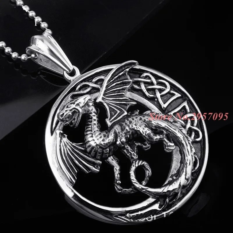 Одежда высшего качества новых людей Байкер 316L Нержавеющая сталь динозавр кулон