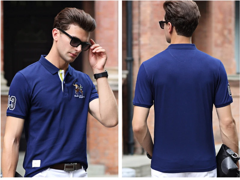 De haute Qualite Топы Hommes поло Сорочки Daffaires hommes marques поло Сорочки 3D broderie отложным col мужские Поло