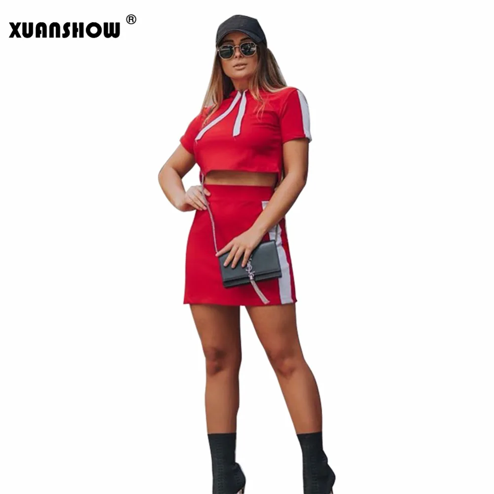 XUANSHOW 2018 женский летний хлопковый укороченный топ с коротким рукавом и короткая