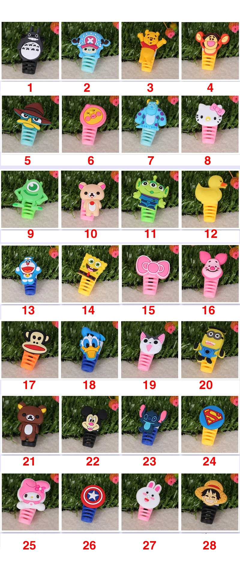 100 шт USB кабель для передачи данных с героями мультфильмов, защита от взлома, защитный рукав для зарядки, кабель для наушников