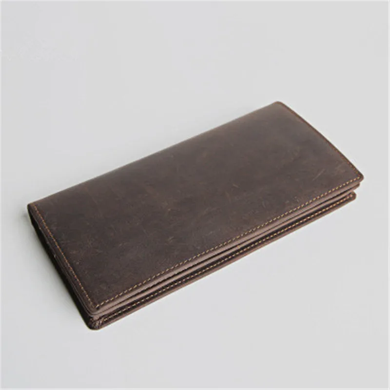 

ALAVCHNV Original Retro Men's Crazy Horse Leather Long Men's Multi-card Wallet Casual First Layer Leather Clutch 683