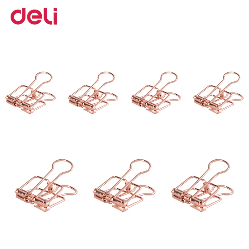 Deli 2 размера, розовое золото, выдолбленный дизайн, зажим для переплета, для офиса, школы, бумажный органайзер, канцелярские принадлежности, декоративные металлические зажимы