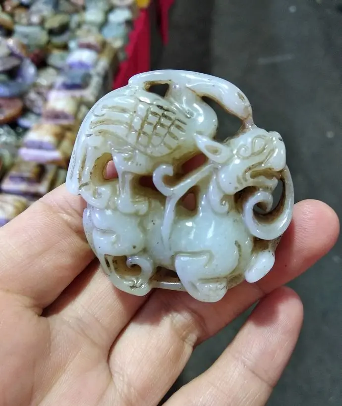 Винтажный кулон с нефритовым Foo Dog jadeite Carven Lucky Crane Amulet ожерельем из бисера | Дом и