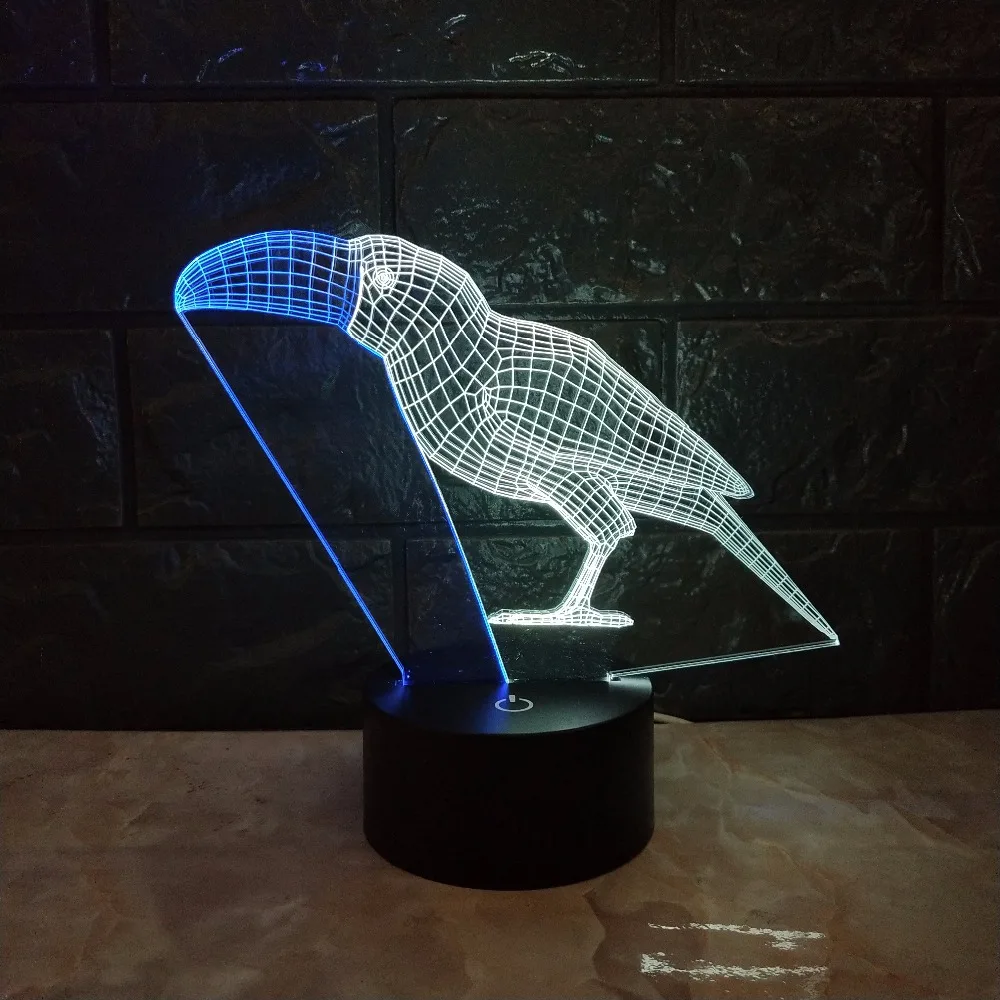 Новинка 3D лампа сенсорный смешанные цвета ночник светильник животное Toucan