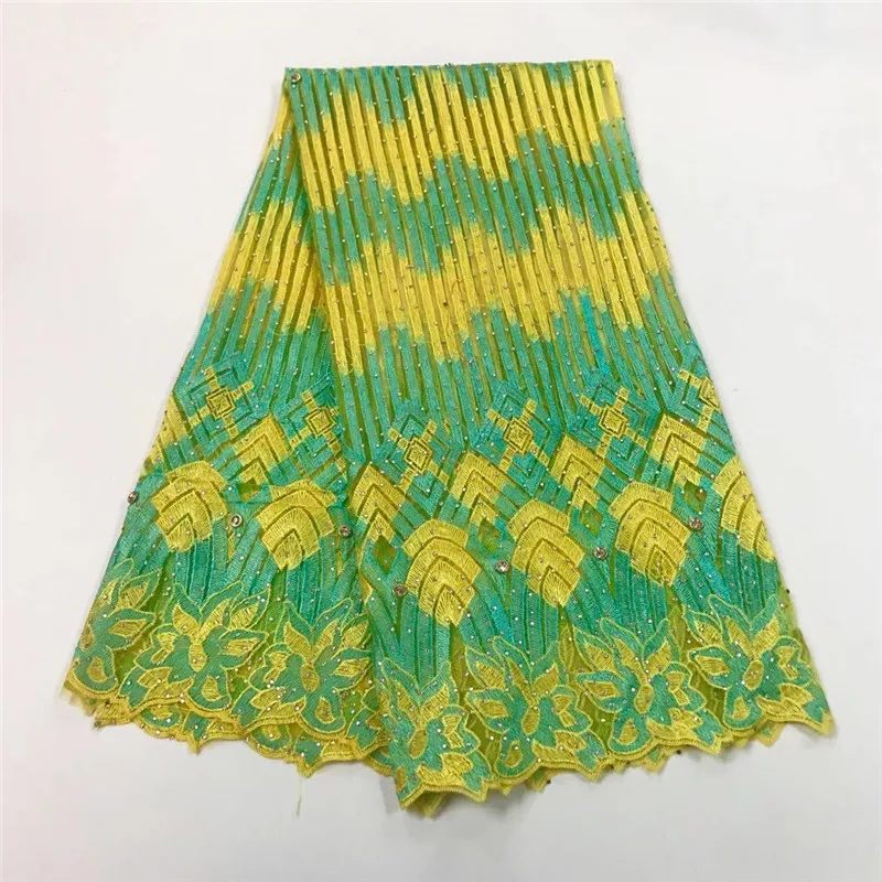 Новый Дизайн Французский кружевной ткани с камнями высокого качества в