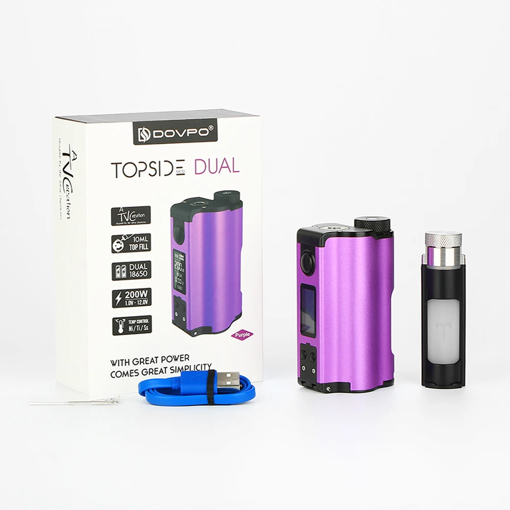 Новинка DOVPO Topside Dual 200 Вт Top Fill TC Squonk MOD с бутылкой 10 мл без аккумулятора 18650 боксмод VS