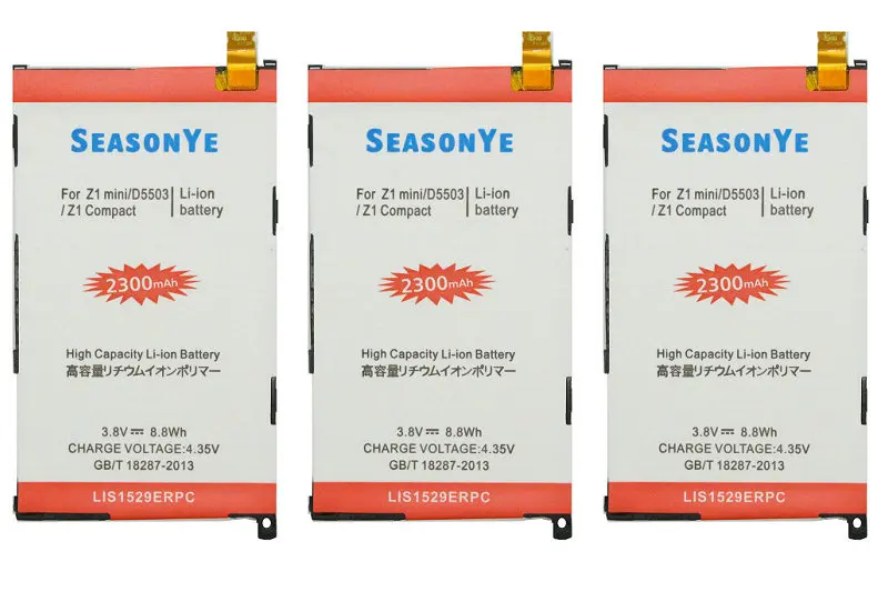 Seasonye 3 шт./лот 2300 мАч/Вт-ч LIS1529ERPC сменный литий-полимерный аккумулятор для Z1 mini D5503