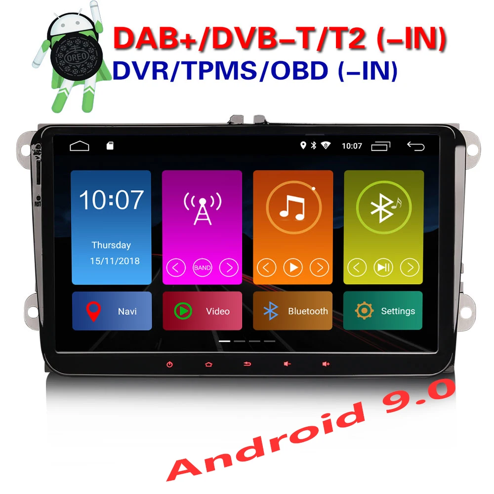 Erisin ES2991V 9 &quotАвтомобильный мультимедийный плеер авто радио Android 0 DAB + DVR OBD GPS для VW