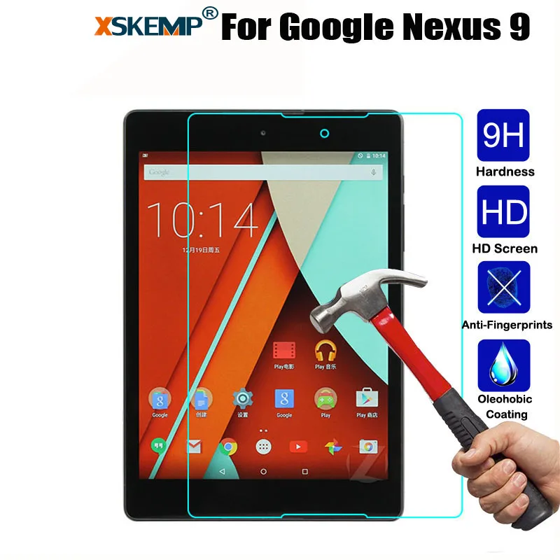 XSKEMP Anti-Scratch 9H Real Tempered Glass Screen Protector For Google Nexus 9 Tablet Clear Safety Protective Film | Мобильные