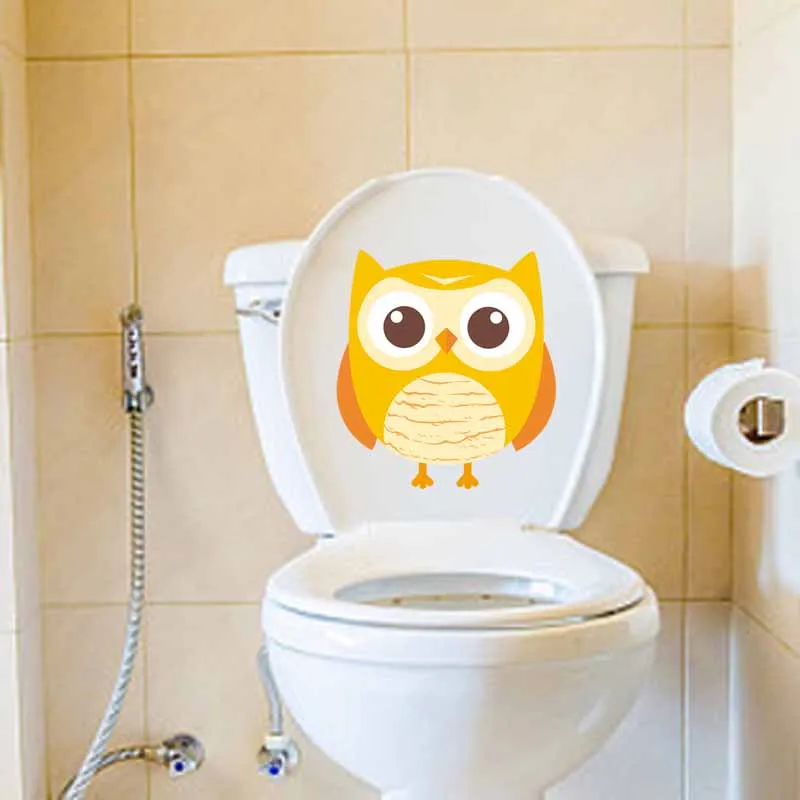 YOJA 21.3X23.2CM WC наклейки для унитаза милая сова животное Настенная Ванная комната