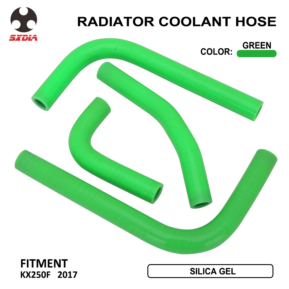 

Motorcycle Green Water Pipe Silicone Radiator Coolant Hose Set For Kawasaki KX250F KX 250F 2017-2018