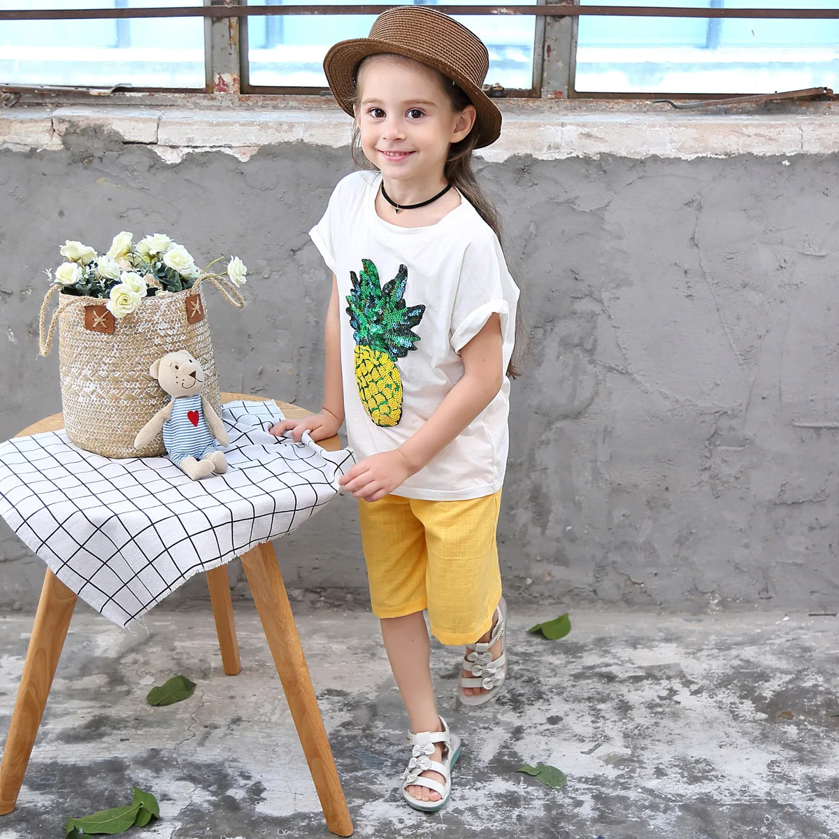 Комплекты одежды для маленьких девочек футболка с короткими рукавами из 100%