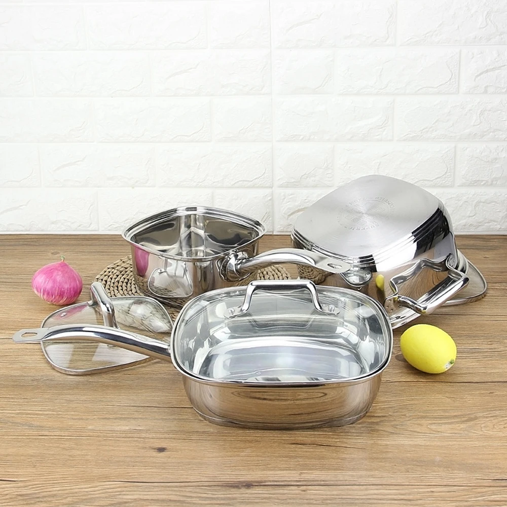 Набор посуды суповые кастрюли из нержавеющей стали для молока сковорода набор