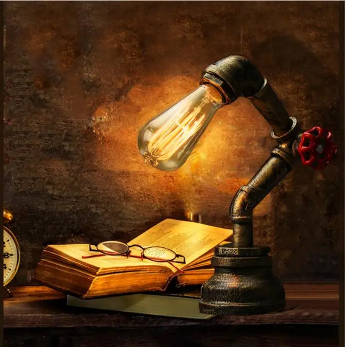 Рустикальные металлические винтажные железные светильники настольный