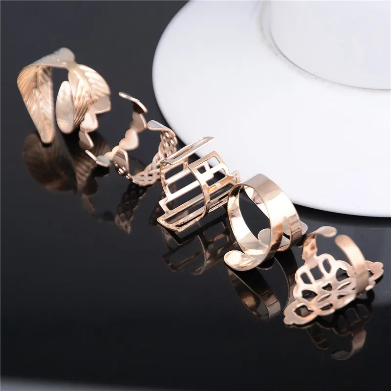 6 шт./компл. золото Цвет модное популярное Стиль Регулируемый Открытое кольцо