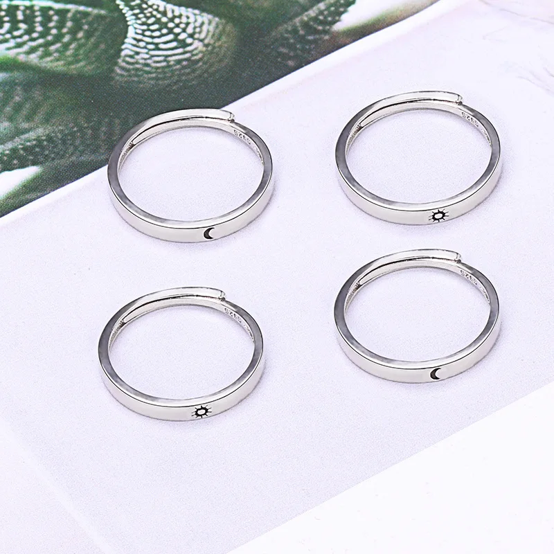 Minimal Round Couple Rings Sets Silver Sun Moon Engagement Ring Stainless Steel Jewelry For Women Wedding Gifts Charm | Украшения и