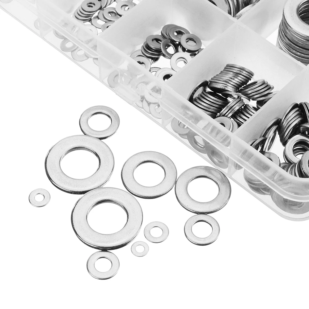 400Pcs 304 Stainless Steel Flat Washer Round Assortment Set M2/2.5/3/4/5/6/8/10 | Обустройство дома