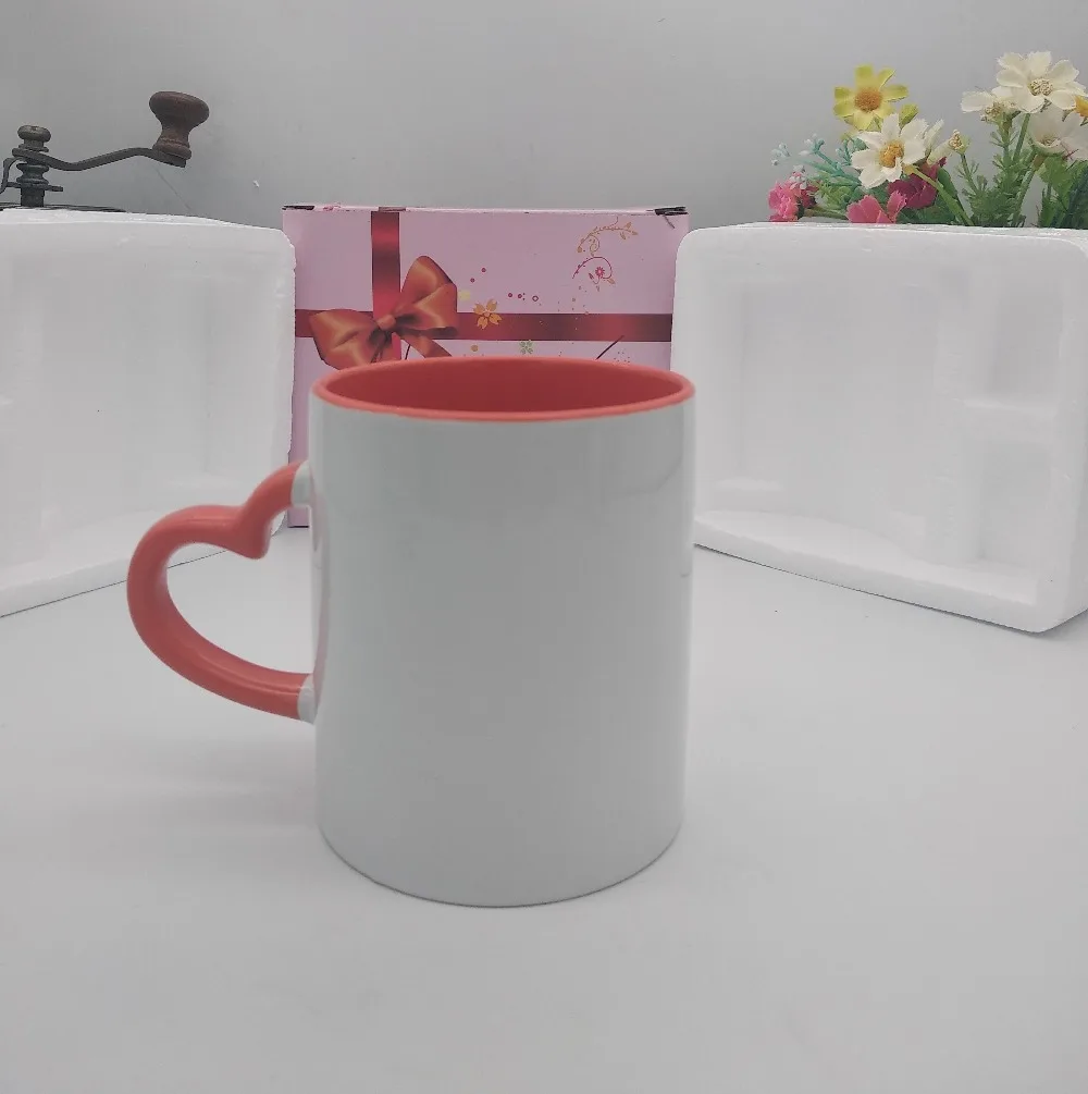 Керамическая кружка DIY фото ручка в форме сердца цвет внутри и цвет сердце ручная чашка с индивидуальными картинками DIY изображения печати мазвэй
