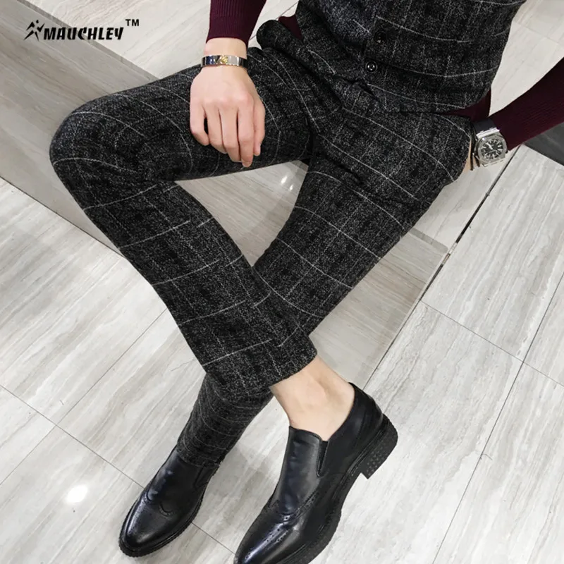 Мужской костюм последний дизайн пальто брюки клетчатый размера плюс M 5XL