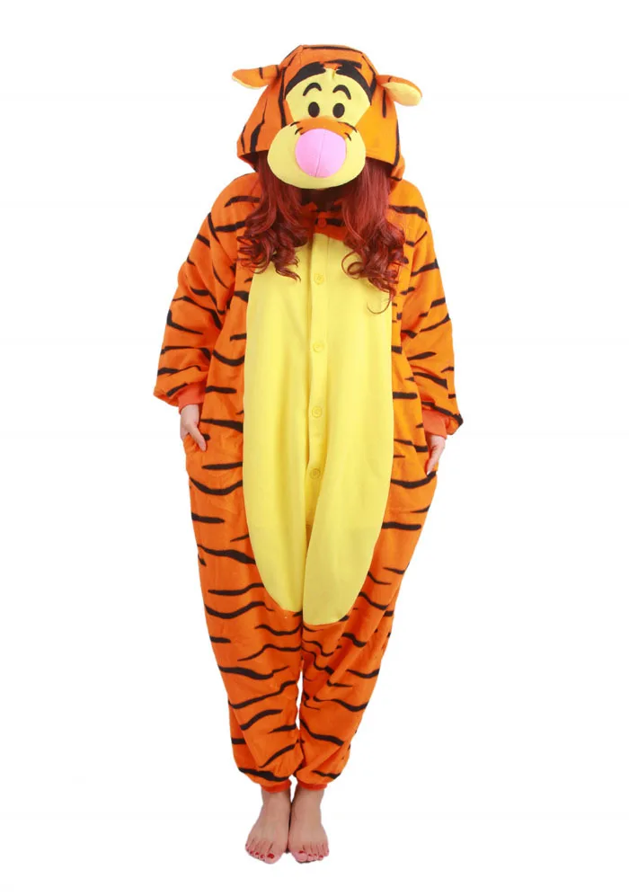 Горячая Аниме Angry Winnie Tigger Piglet Косплей Пижама для взрослых унисекс Onesie флисовые вечерние платья комбинезон