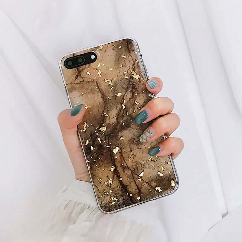 Блестящий чехол для iPhone X 7Plus 7 8Plus Мягкие силиконовые мраморные чехлы Чехол iphone 8 6 s