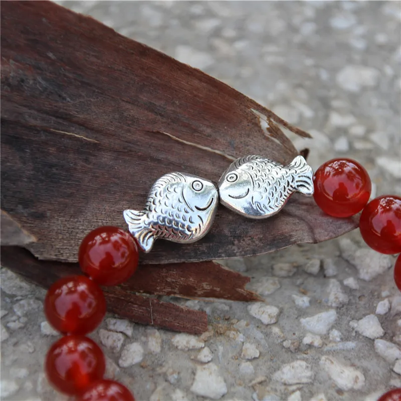 Этнический стиль натуральный Халцедон Браслет золотой рыбки женские ювелирные